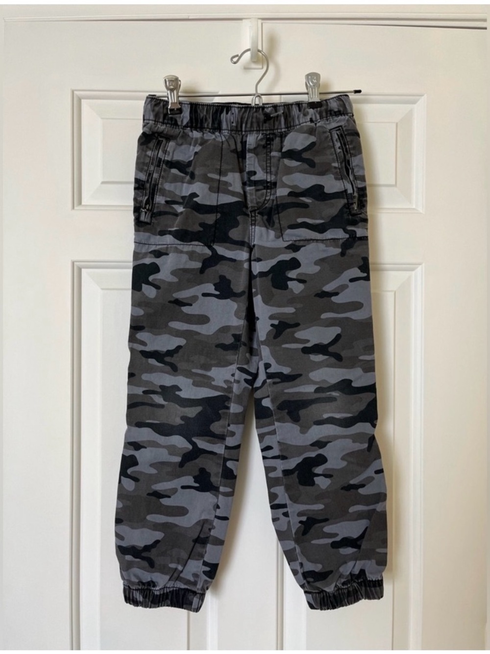Gap Kids Jersey Lined Gray Camo Elastic-Waist Jogger Pants